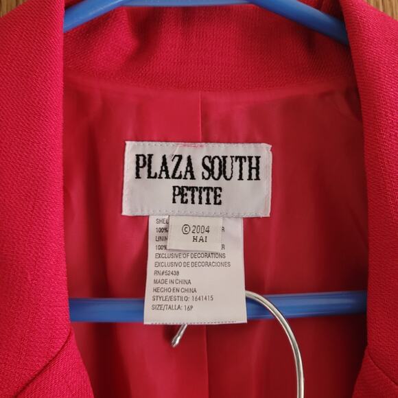 Vntg Plaza South Petite 2004 Red Soutache Skirt Suit Set 16P Quietlux Occasion - Picture 5 of 9